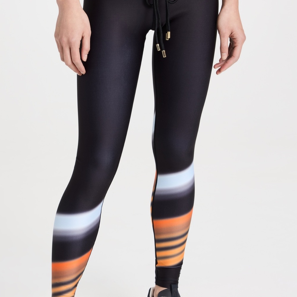 P.E Nation Black and Orange Stripe Leggings